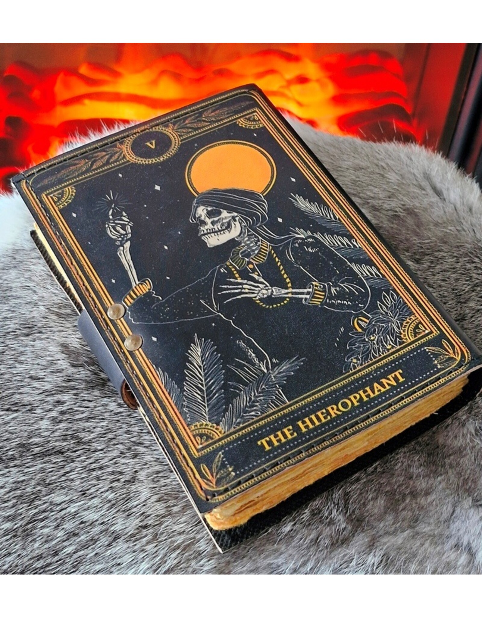JM Handicrafts Miscellaneous - Grimoire Leather Journal The Hierophant 18x13cm