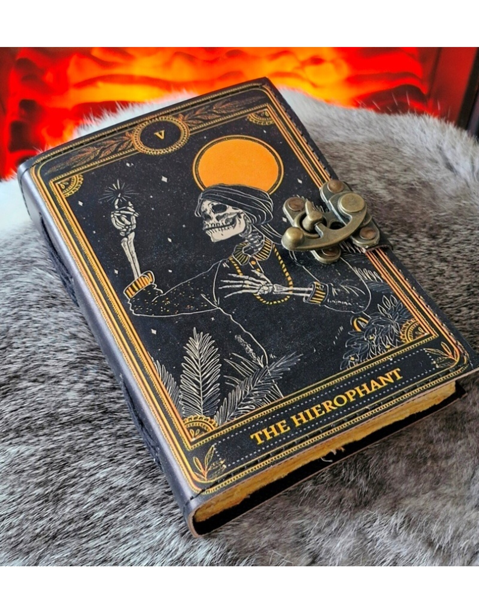 JM Handicrafts Miscellaneous - Grimoire Leather Journal The Hierophant 18x13cm
