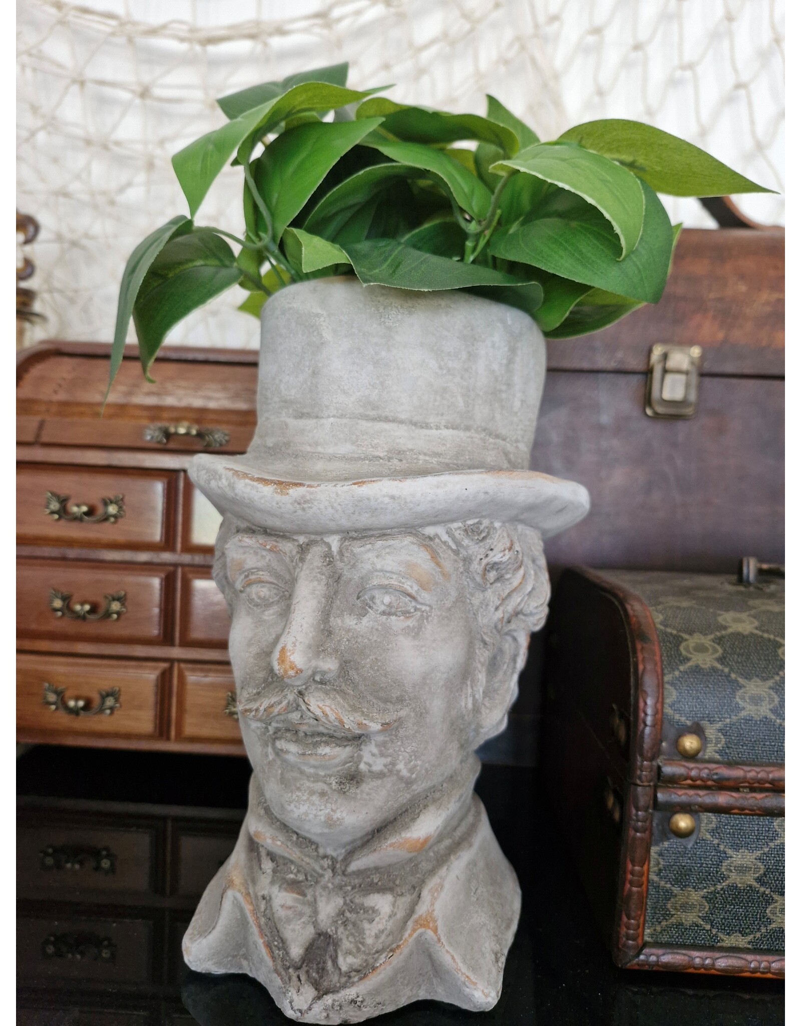 C&E Miscellaneous - Stone Flowerpot Gentleman with Top Hat
