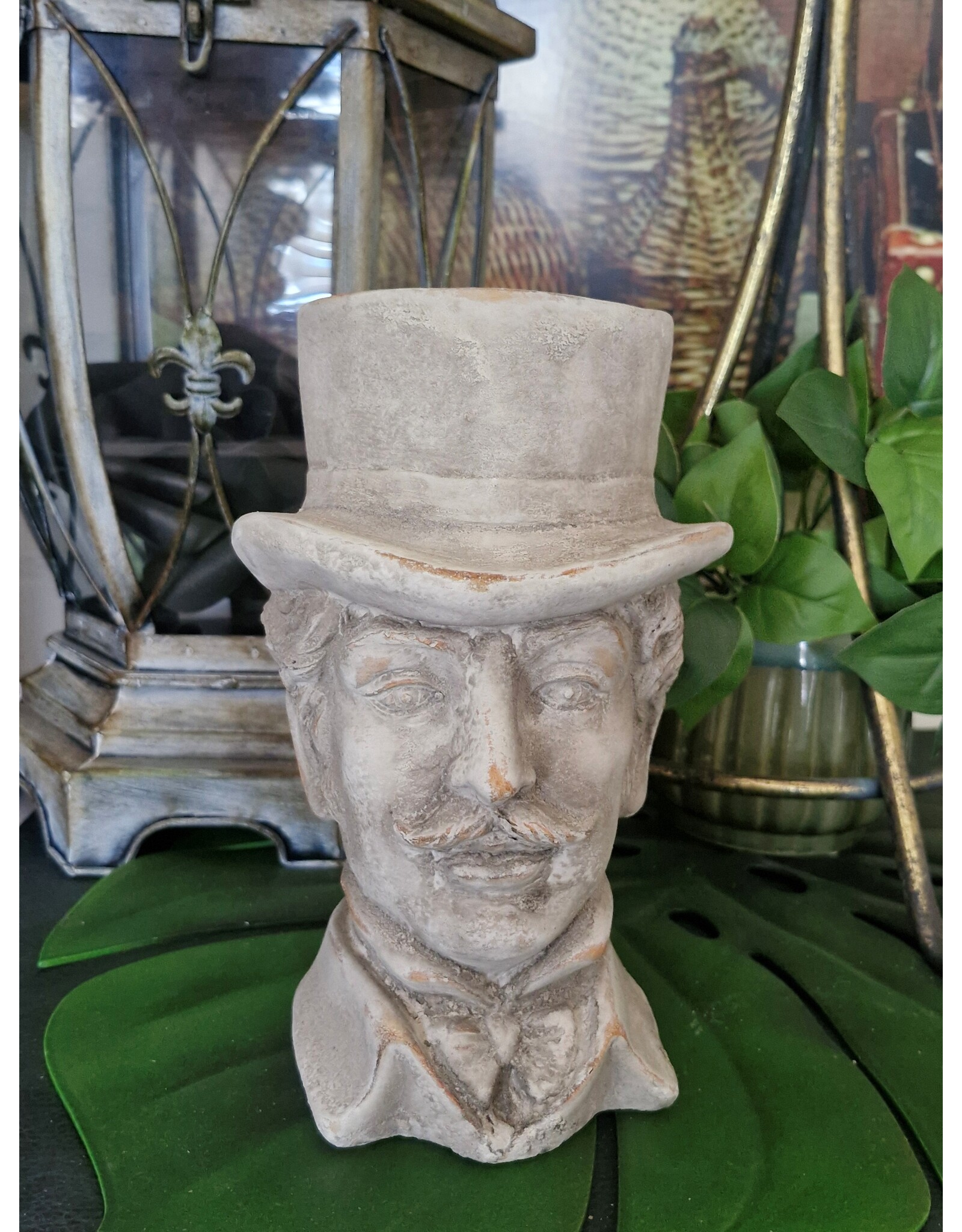 C&E Miscellaneous - Stone Flowerpot Gentleman with Top Hat