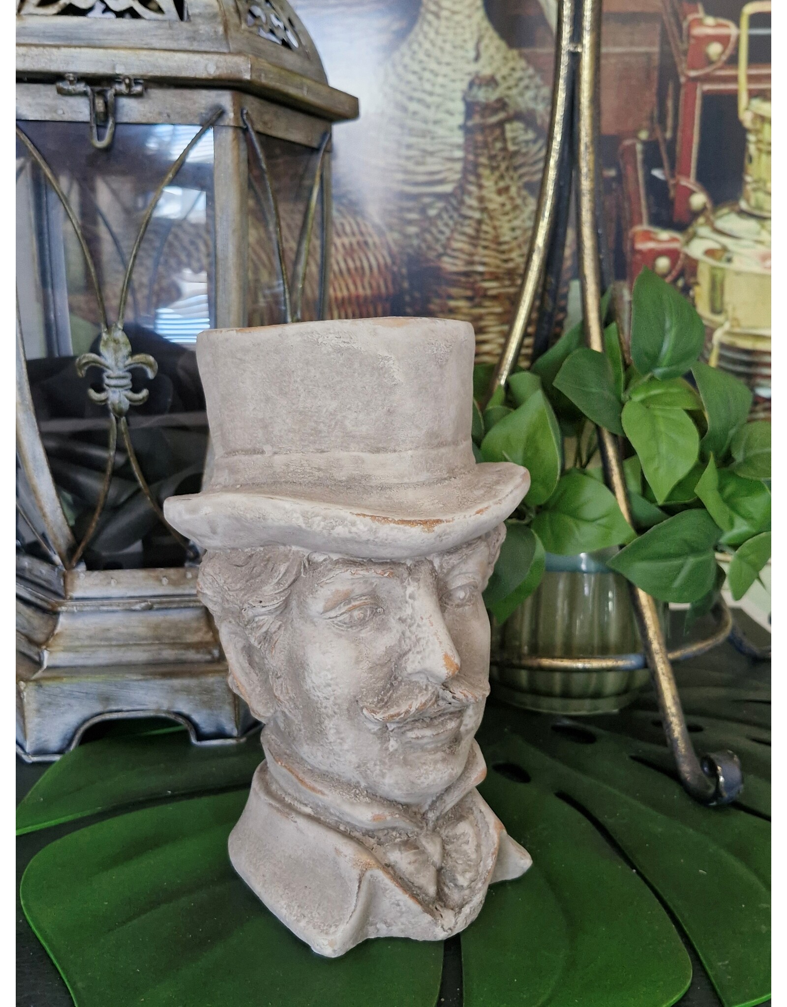 C&E Miscellaneous - Stone Flowerpot Gentleman with Top Hat