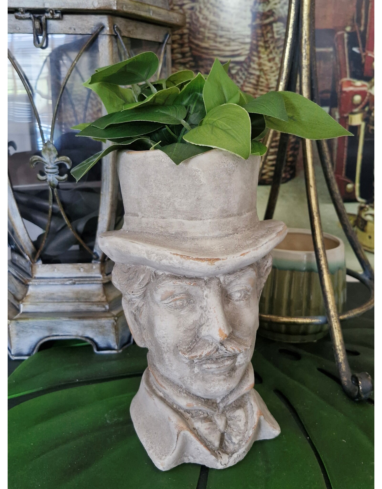 C&E Miscellaneous - Stone Flowerpot Gentleman with Top Hat
