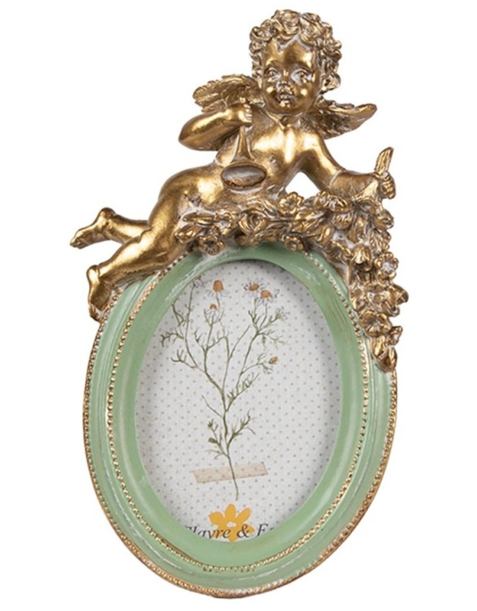 C&E Miscellaneous - Photo Frame Cherub Oval green-gold