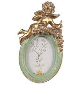 C&E Photo Frame Cherub Oval green-gold