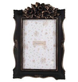 C&E Black Photo Frame with Flowers
