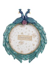 C&E Miscellaneous - Round Photo Frame with Two Peacocks and Rose