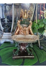 C&E Giftware Beelden Collectables  - Kikkerkoning met dienblad beeld 28cm