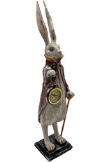 GG Giftware & Lifestyle - Haas in Lange Jas met Echte Klok  49cm