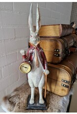 GG Giftware & Lifestyle - Hare in Long Jacket with Real Clock 49cm