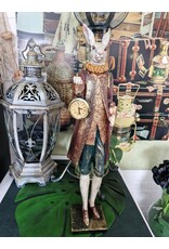 GG Giftware & Lifestyle - Hare in Victorian Clothing with a Real Clock, 56cm