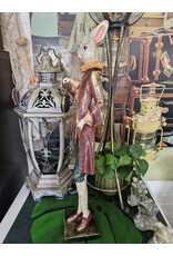 GG Giftware & Lifestyle - Haas in Victoriaanse Kleding met Echte Klok  56cm