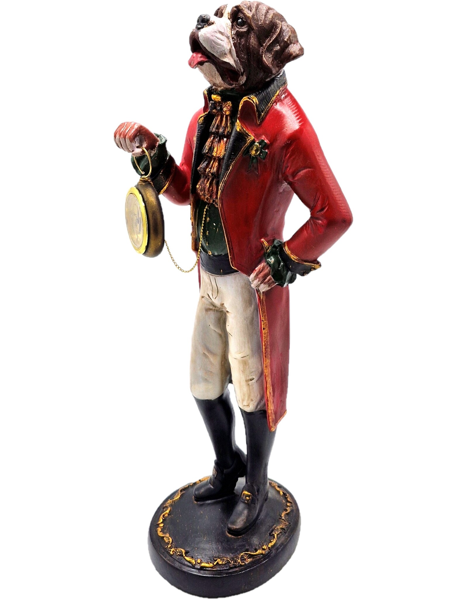 Trukado Giftware Beelden Collectables - Sint Bernard Hond Officier met echte klok - beeld 44cm