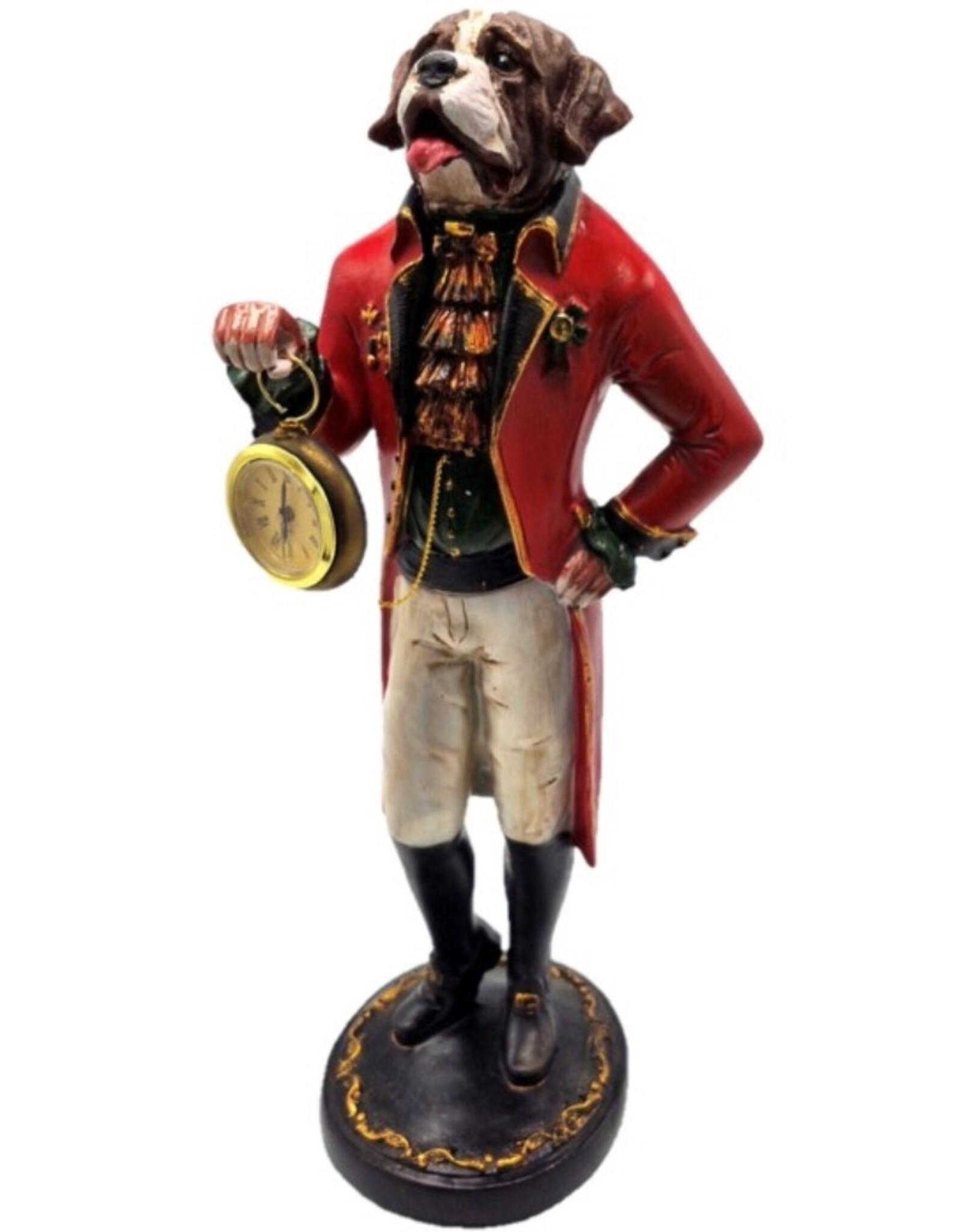 Trukado Giftware Figurines Collectables - Sint Bernard Dog Officer with real clock - statue 44cm