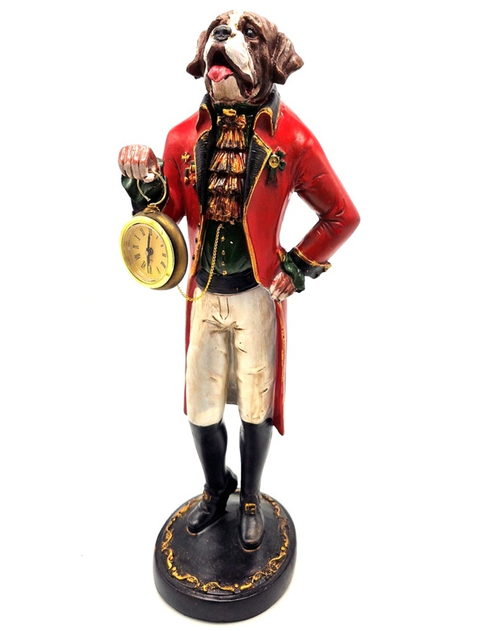 Trukado Giftware Beelden Collectables - Sint Bernard Hond Officier met echte klok - beeld 44cm