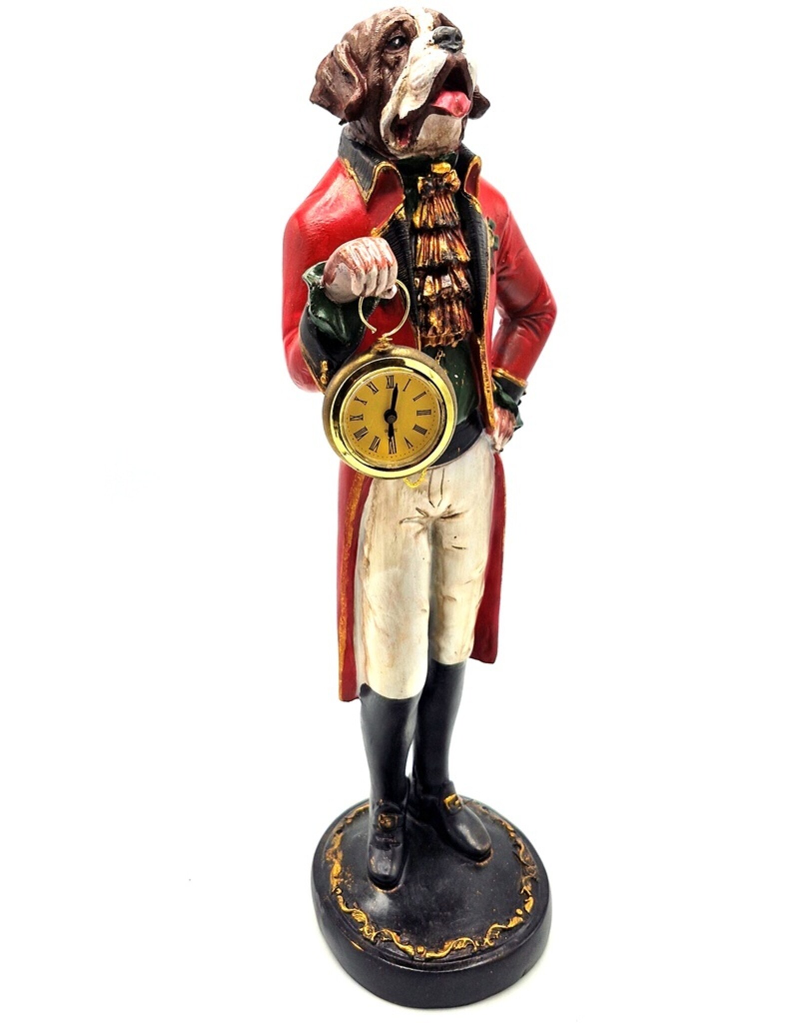 Trukado Giftware Beelden Collectables - Sint Bernard Hond Officier met echte klok - beeld 44cm