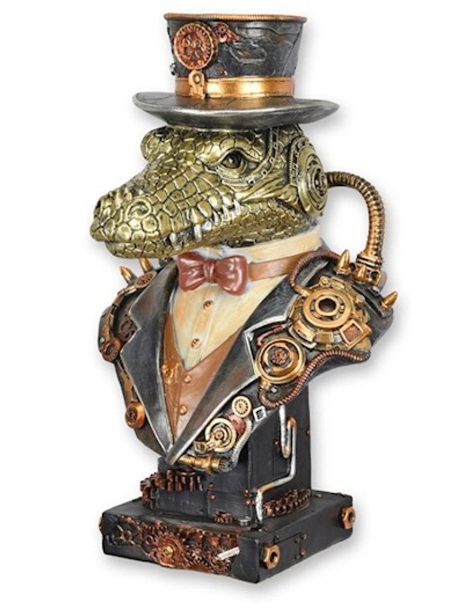 JB Giftware & Lifestyle - Steampunk Krokodil met Hoge hoed Buste 32,3cm