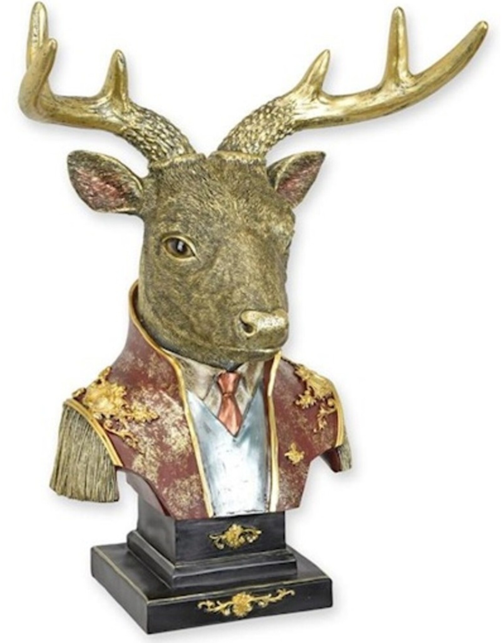 JB Giftware & Lifestyle - Hert gekleed als Adellijke Militair Buste 43,5cm