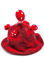 Trukado Miscellaneous - Vilten hoed - Sauna muts "Paddenstoel" rood - 100% wol