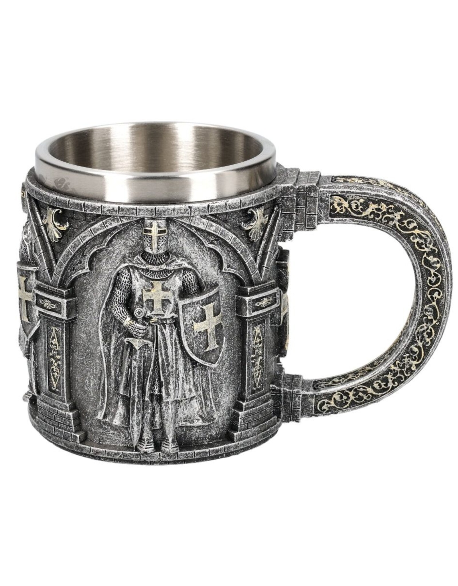 VG Drinkware - Kruisvaarder met Zwaard en Schild Mok met metalen inzet