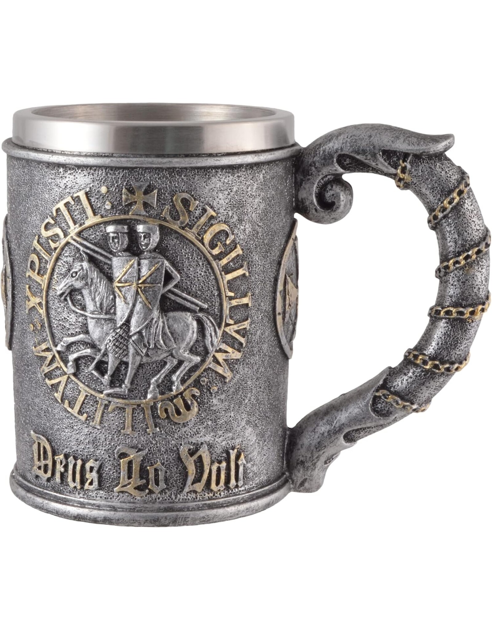 VG Drinkware - Kruisvaardersmok “Deus lo vult” met metalen inzetstuk