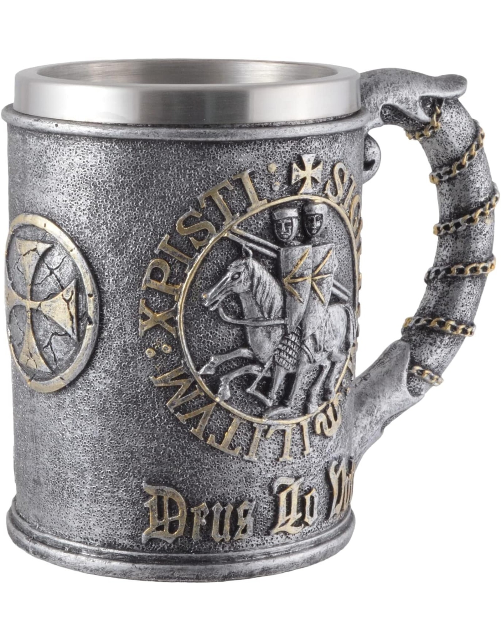 VG Drinkware - Kruisvaardersmok “Deus lo vult” met metalen inzetstuk