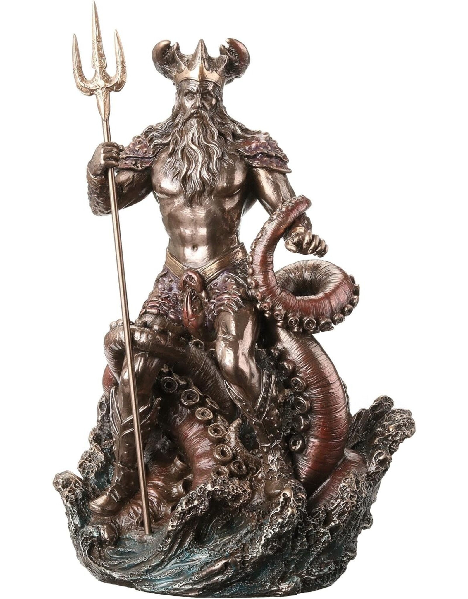 Veronese Design Giftware Figurines Collectables - Poseidon with Trident  Rising from the Waves Veronese Design