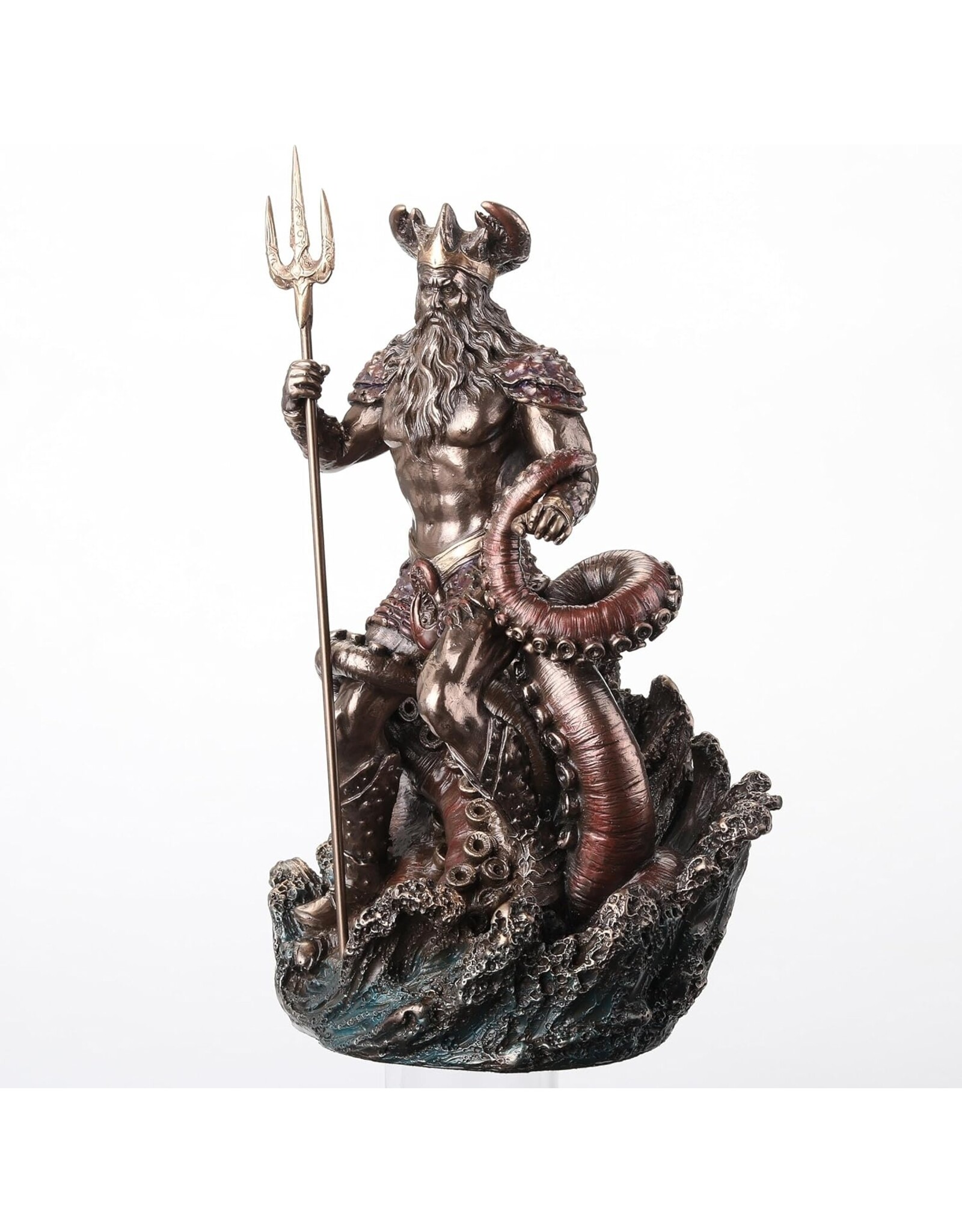 Veronese Design Giftware Beelden Collectables  - Poseidon met Drietand  Rijst Op Uit de Golven Veronese Design