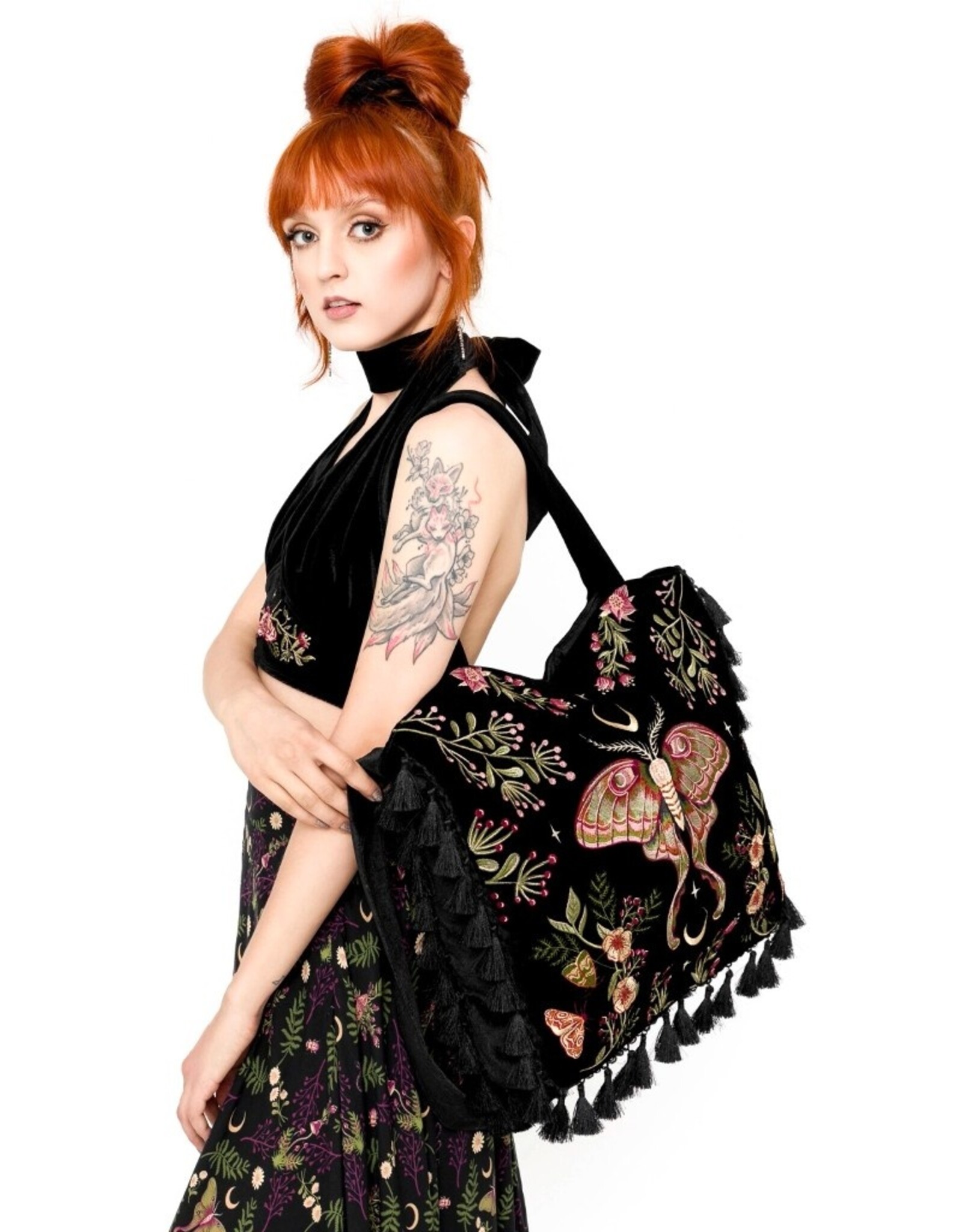 Restyle Gothic tassen Steampunk tassen - Wilderwood Fluwelen Schoudertas/Shopper - Restyle