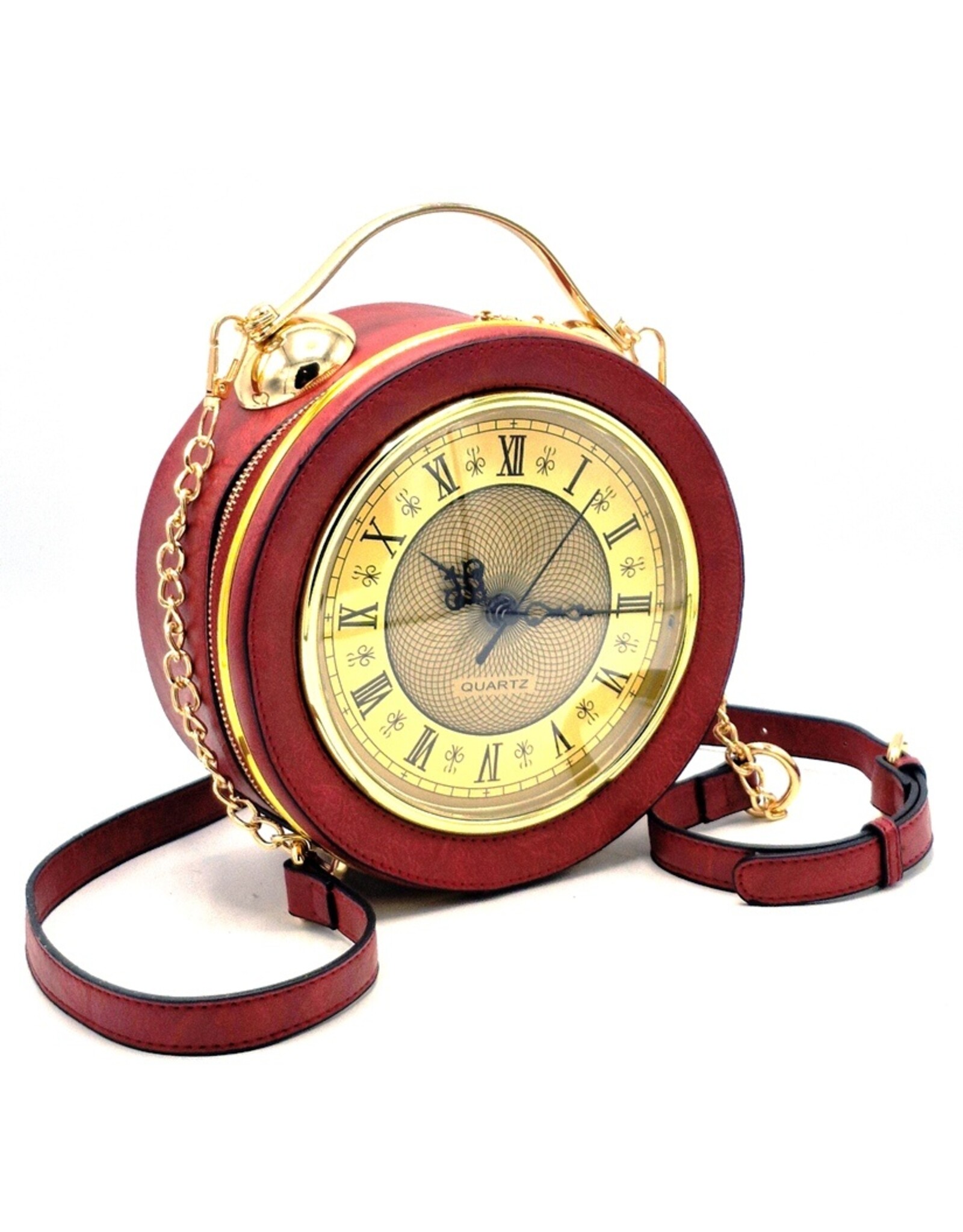 Magic Bags Fantasy bags - Clock Handbag-shoulder bag with Working Clock red