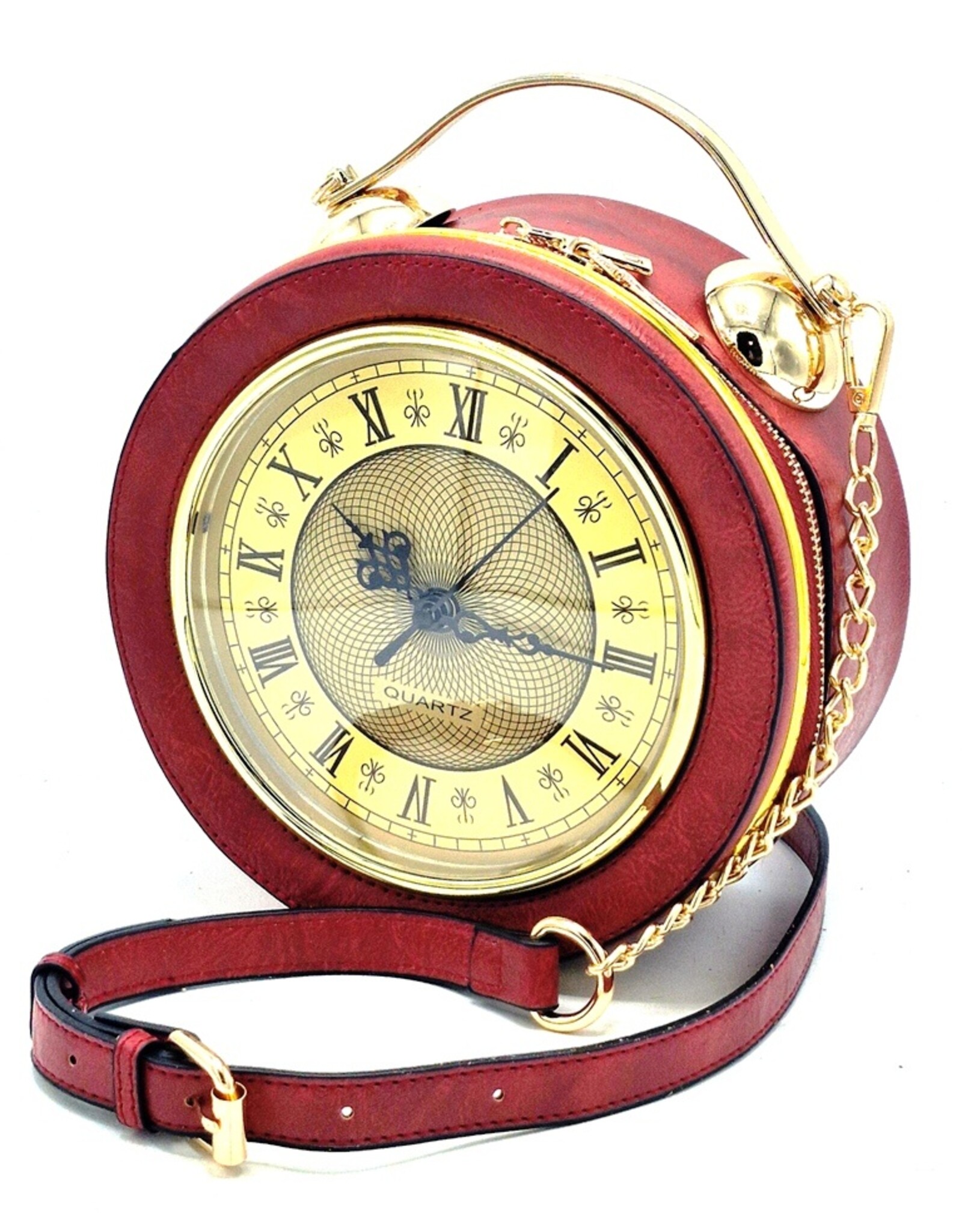 Magic Bags Fantasy tassen - Klok Handtas-schoudertas met Werkende Klok rood