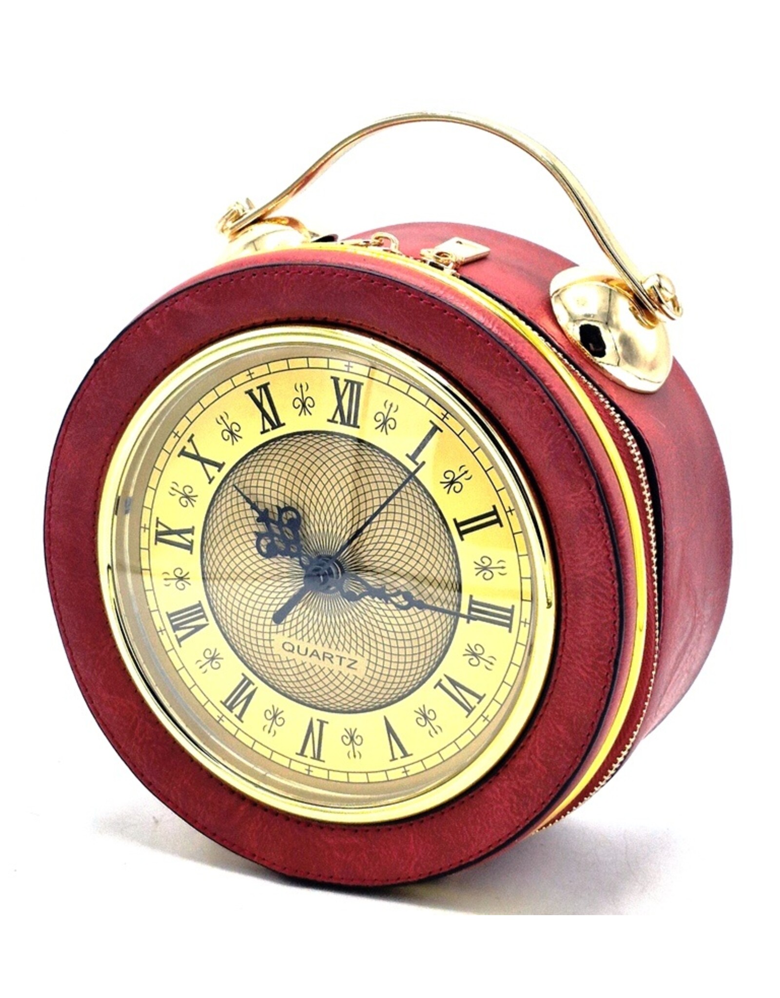 Magic Bags Fantasy bags - Clock Handbag-shoulder bag with Working Clock red