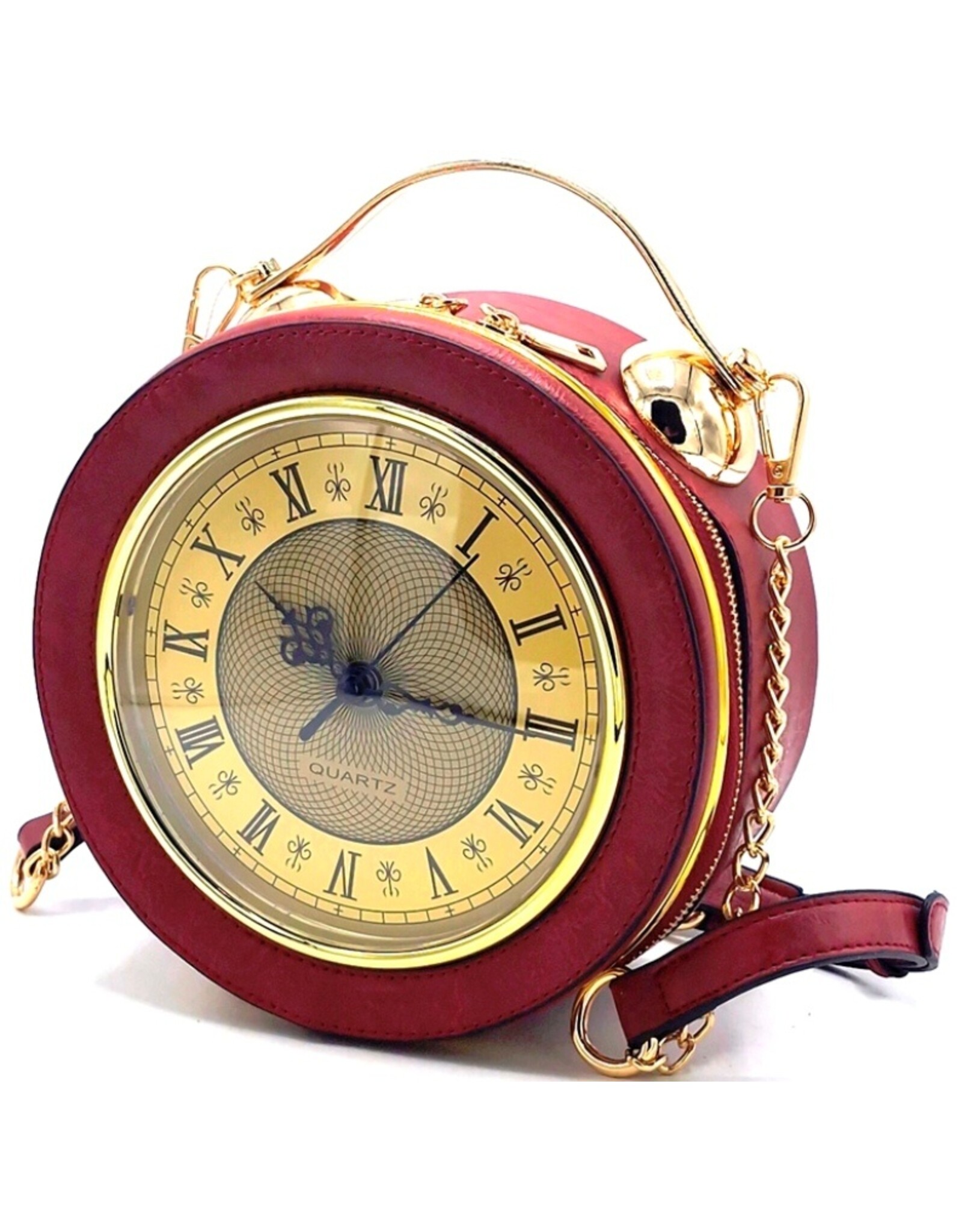 Magic Bags Fantasy tassen - Klok Handtas-schoudertas met Werkende Klok rood