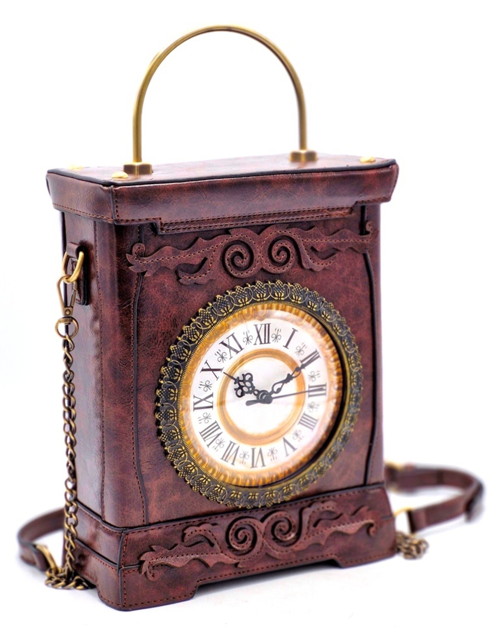 Magic Bags Steampunk bags Gothic bags - Handbag with Working Clock Vintage Style brown