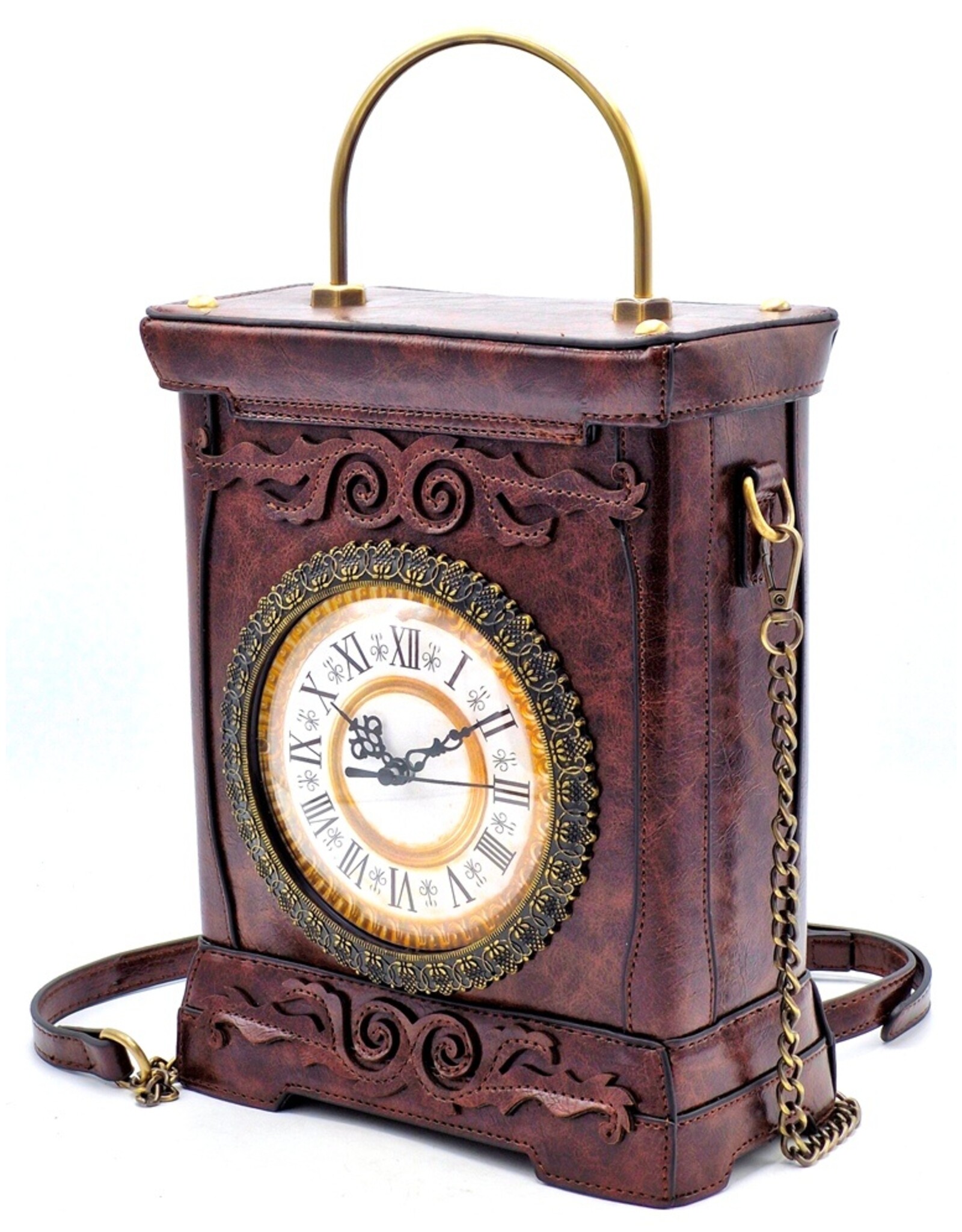 Magic Bags Steampunk bags Gothic bags - Handbag with Working Clock Vintage Style brown