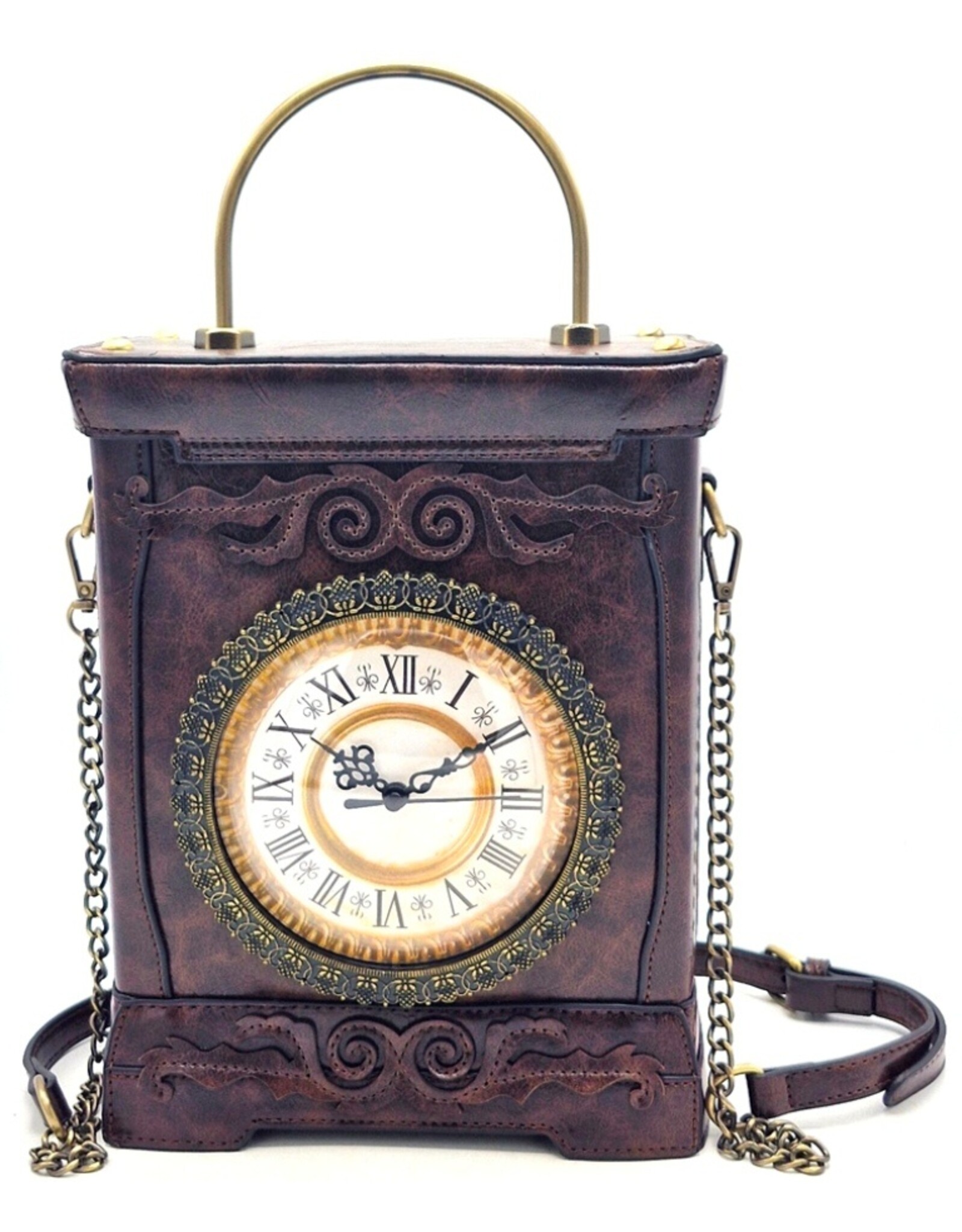 Magic Bags Steampunk bags Gothic bags - Handbag with Working Clock Vintage Style brown