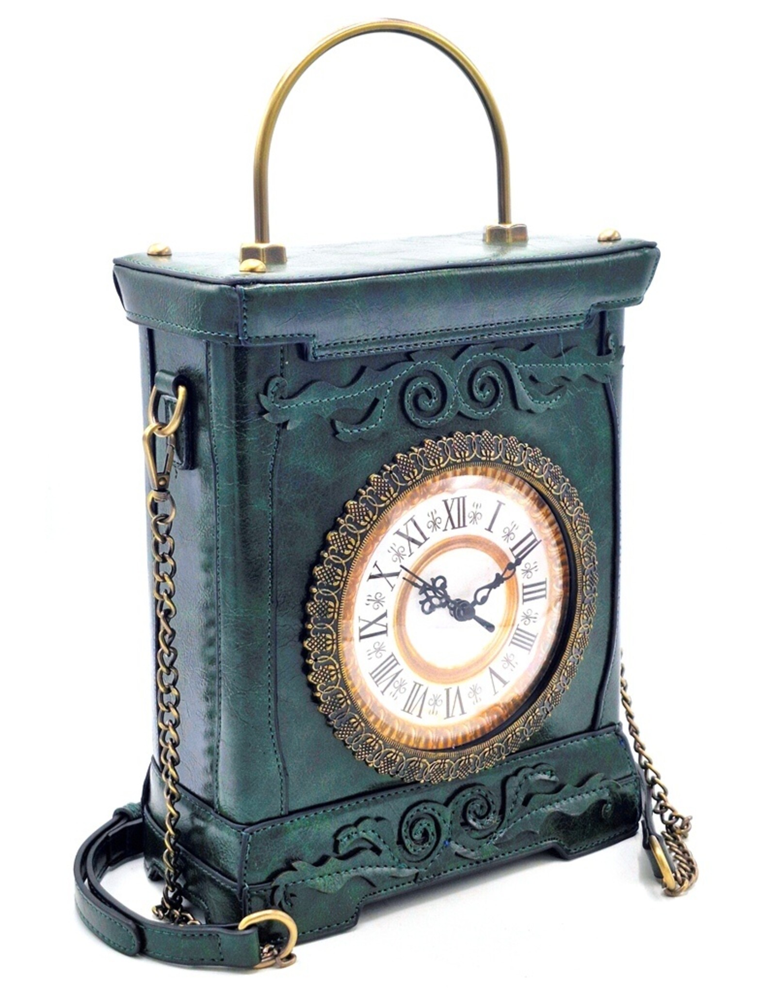 Magic Bags Steampunk tassen Gotic tassen - Handtas met Werkende Klok Vintage Stijl groen