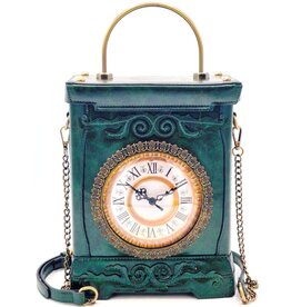 Magic Bags Handbag with Working Clock Vintage Style green
