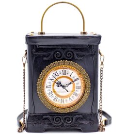 Magic Bags Handtas met Werkende Klok Vintage Stijl zwart