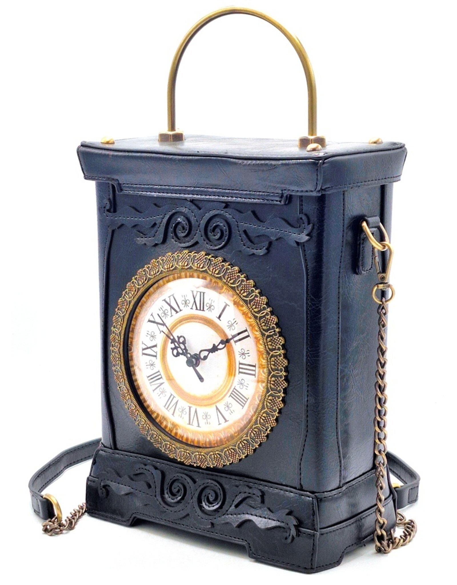 Magic Bags Gothic bags Steampunk bags - Handbag with Working Clock Vintage Style black