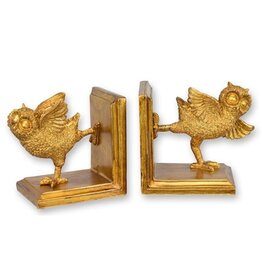 JB Owl Bookends set of 2, gold colored