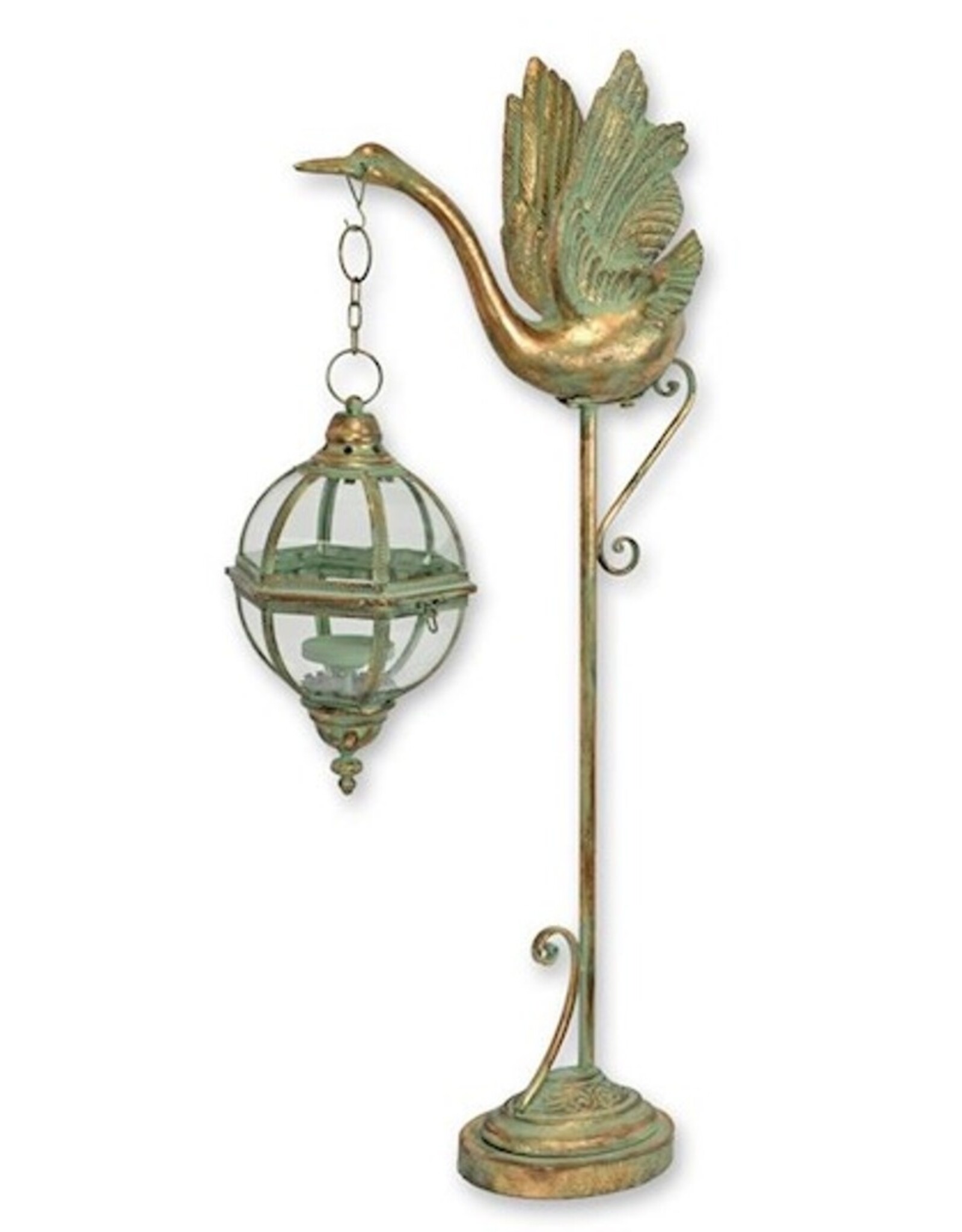 Trukado Miscellaneous - Swan with Glass Ball Lantern on Stand 103.5cm