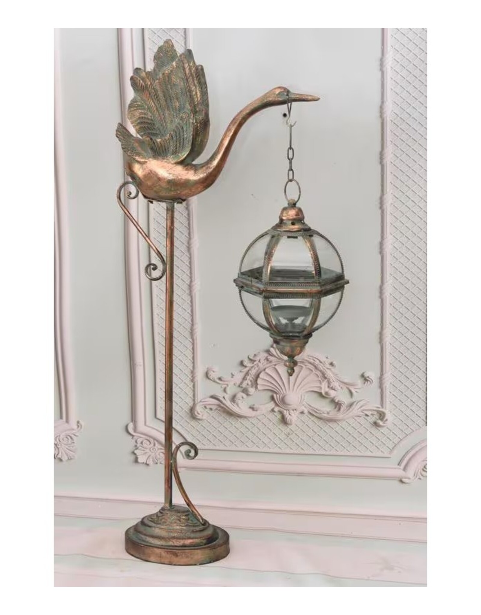 Trukado Miscellaneous - Swan with Glass Ball Lantern on Stand 103.5cm