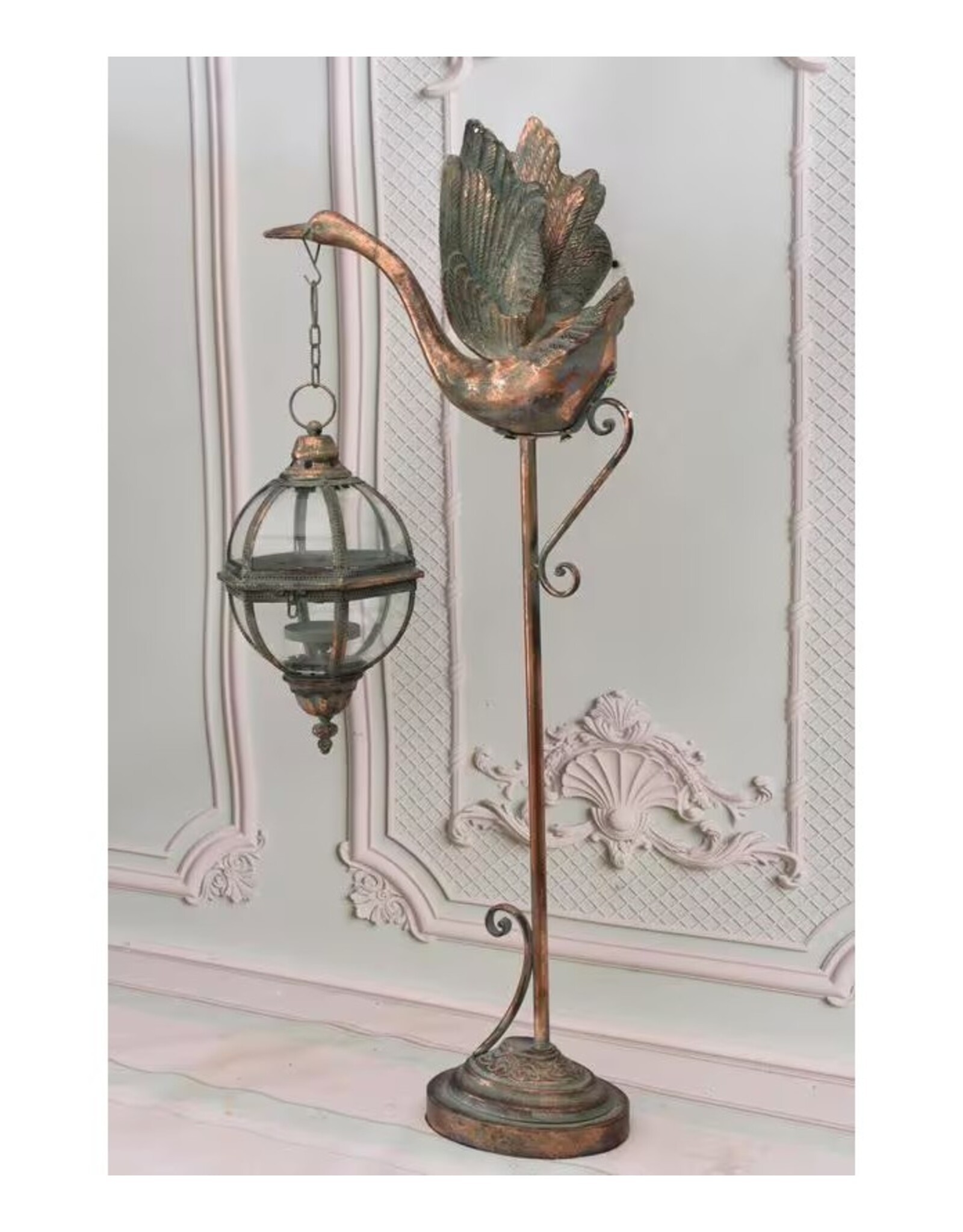 Trukado Miscellaneous - Zwaan met Glazen bol Lantaarn op Voet 103,5cm