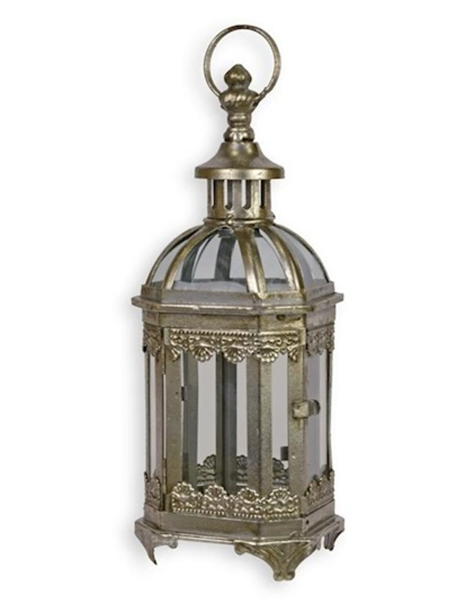 Trukado Miscellaneous - Tinnen Lantaarn met Glazen vensters 27,9cm staand/hangend