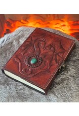AWG Miscellaneous - Leather Journal with Two Dragons and Turquoise