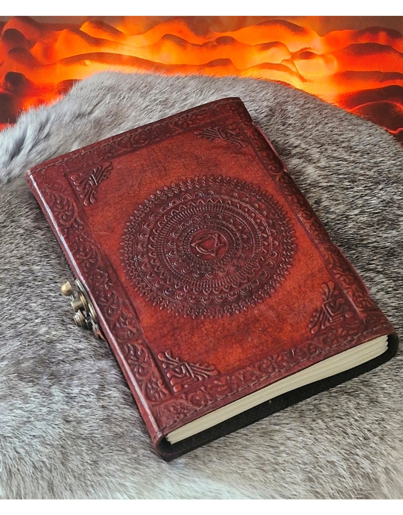 AWG Miscellaneous - Leather Journal with Two Dragons and Turquoise