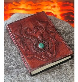 AWG Leather Journal with Two Dragons and Turquoise