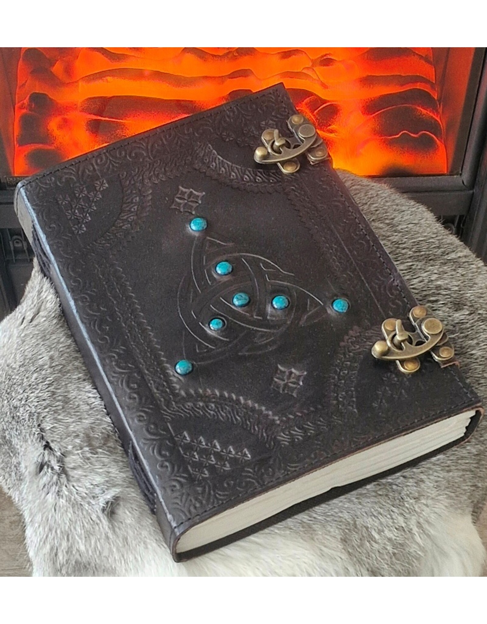 JM Handicrafts Miscellaneous - Leather Journal Triquetra with double lock (large)