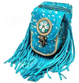 Trukado Koeienhuid Heuptas met franjes Ibiza Stijl (hazelnoot)