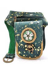 Trukado Leather Festival bags, waist bags and belt bags - Waistbag with Fringes Cowhide Ibiza Style green